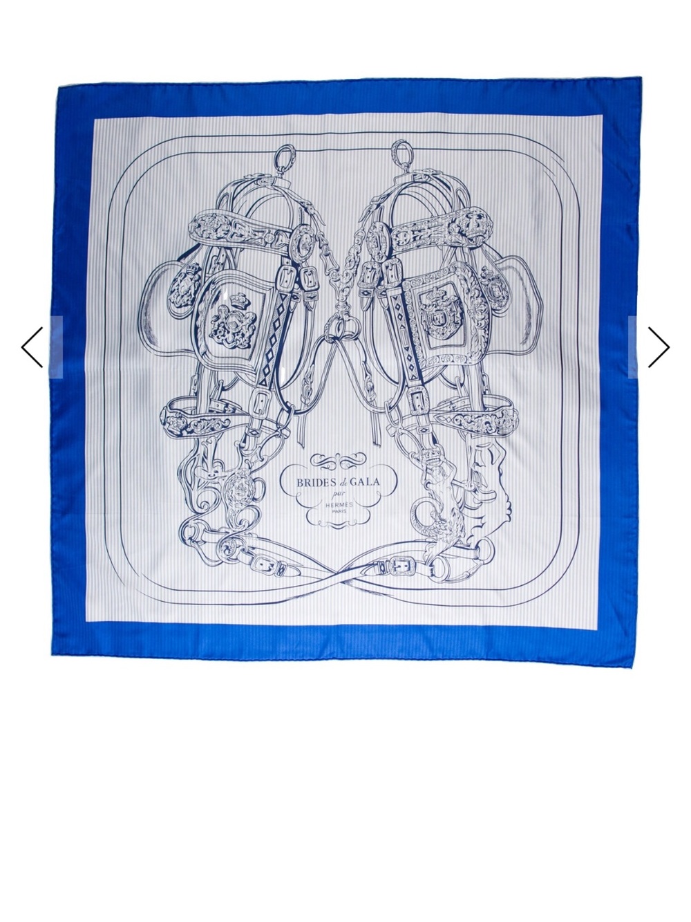 Hermes Blue and White 'Brides de Gala' Silk Scarf 90 cm EUC